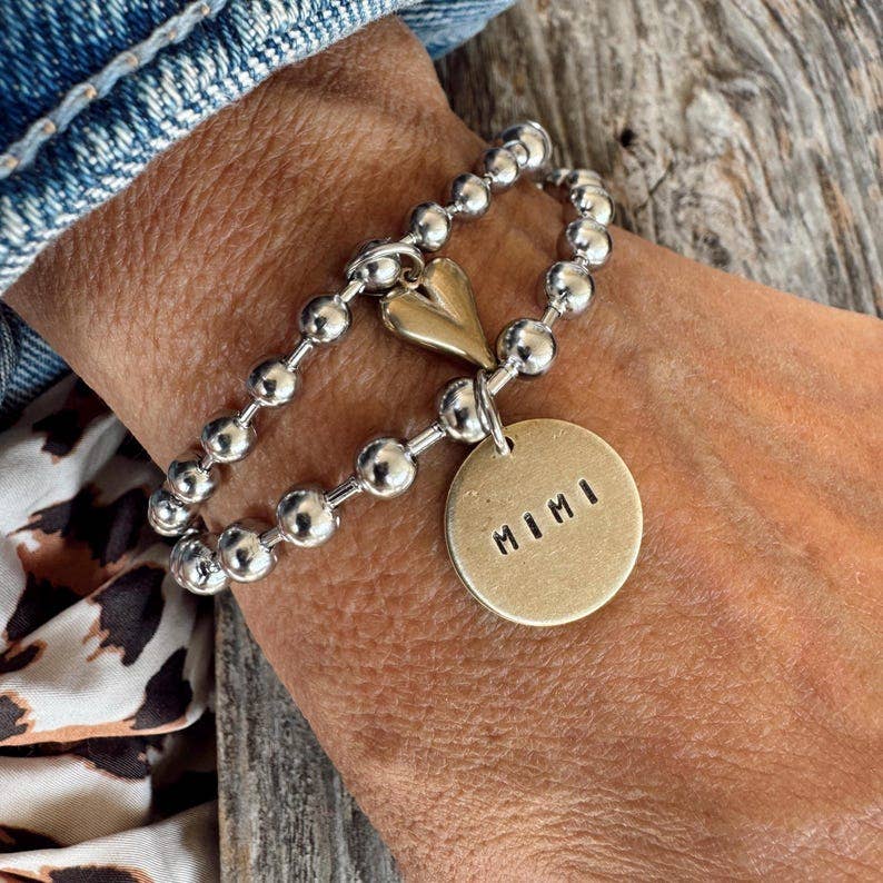 Mixed Metal Mimi Charm Bracelet: 7 Inches