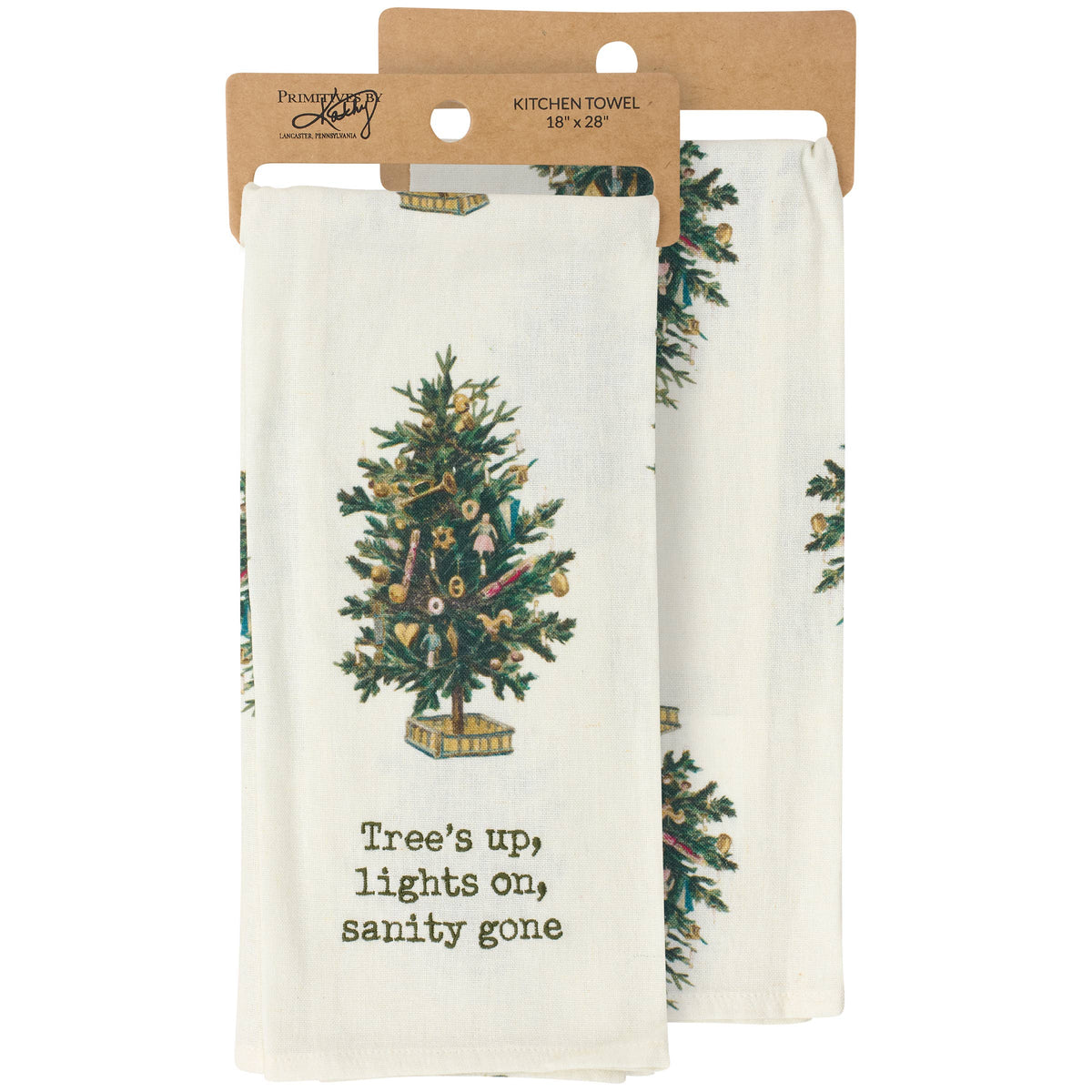 Tree's Up Lights On Sanity Gone Kitchen Towel