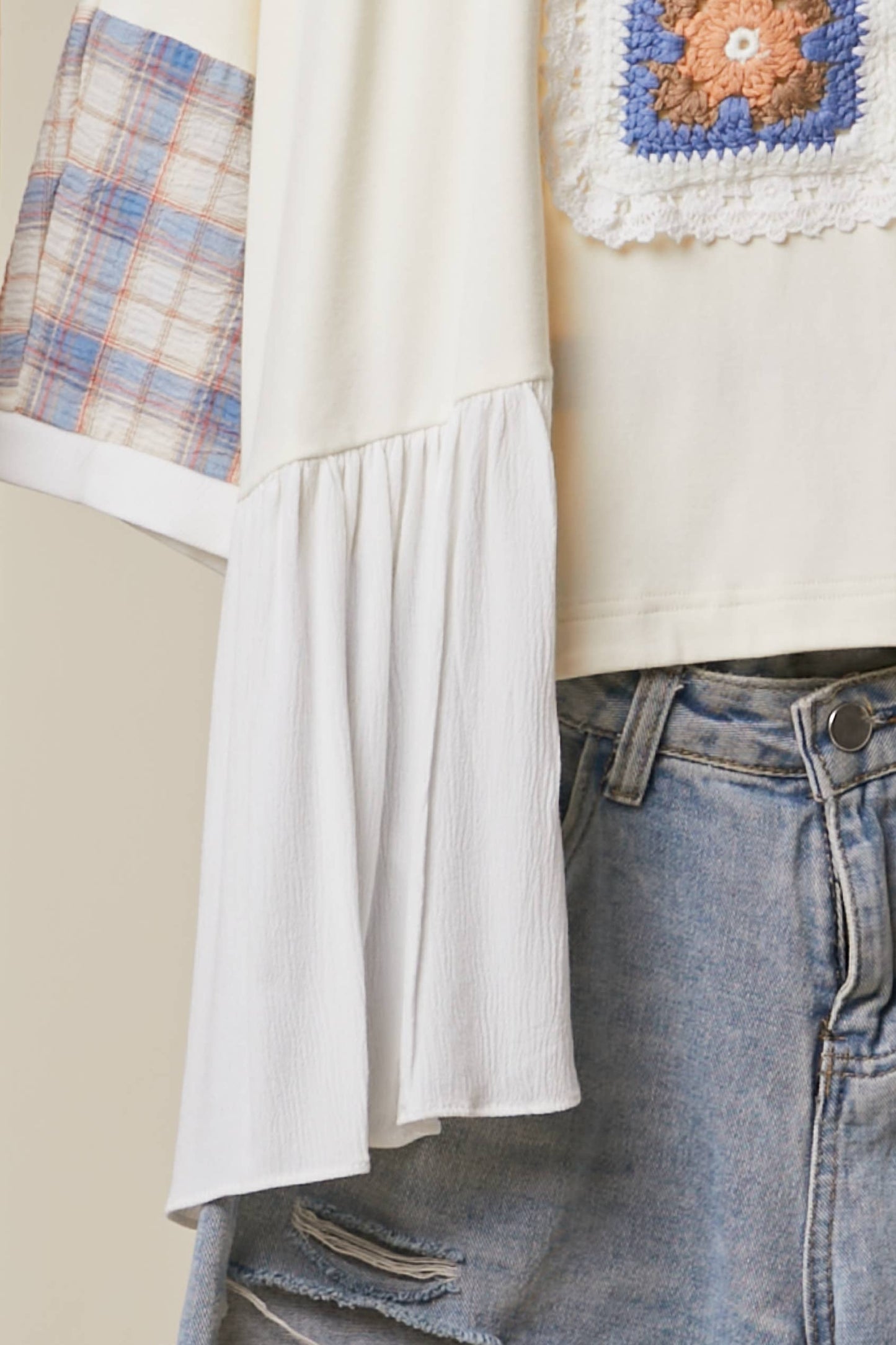 Patchwork Motif Knit Top