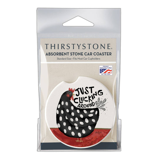"Clucking Around" Absorbent Stone Car Coaster 1pk