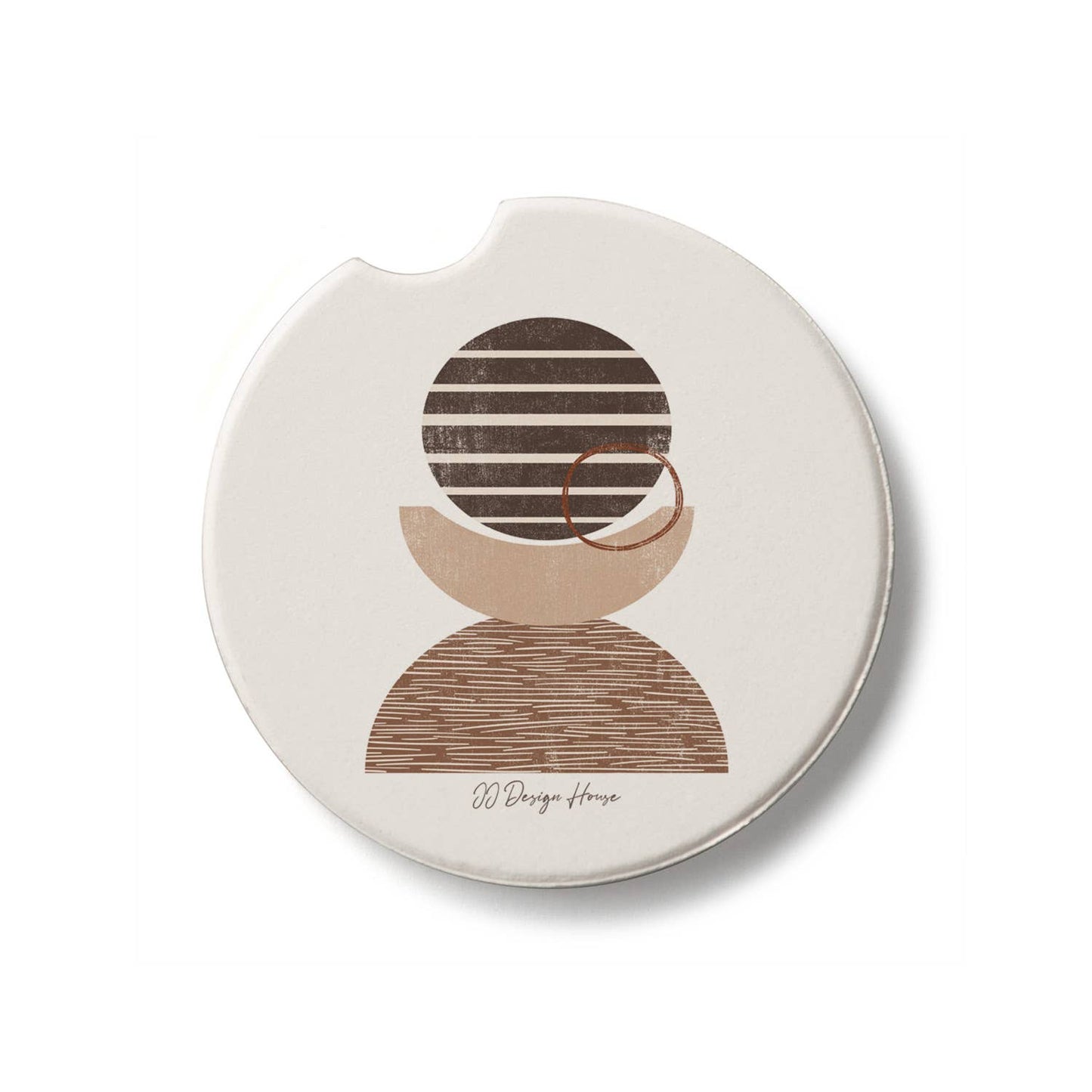 "Geo Mocha" Absorbent Stone Car Coaster 1pk