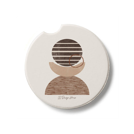 "Geo Mocha" Absorbent Stone Car Coaster 1pk