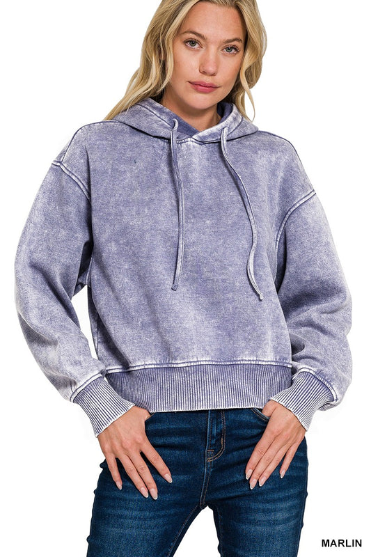 Acid Wash Fleece Hoodie