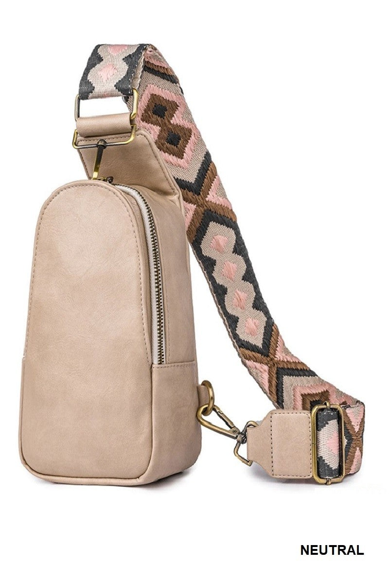 Vegan Leather Sling Cross Body Bag