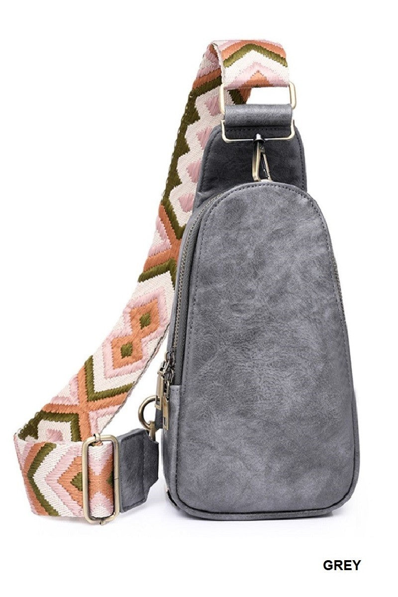 Vegan Leather Sling Cross Body Bag