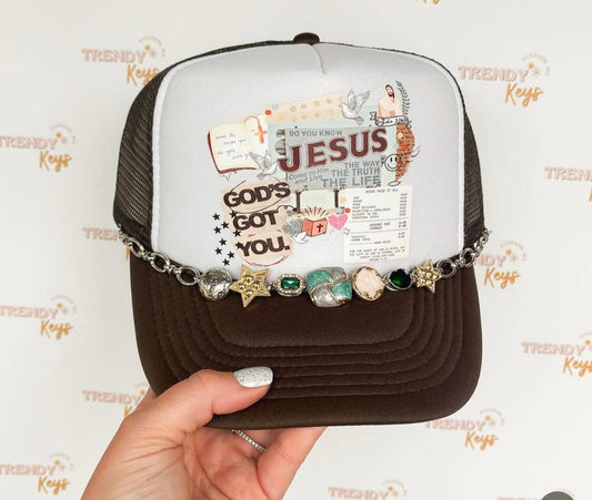 "God's Got You" Graphic Trucker Hat: With Chain