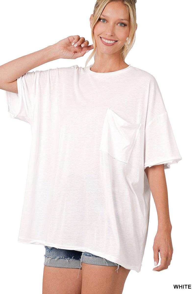 Tri Blend Oversized Front Pocket Boyfriend Tee