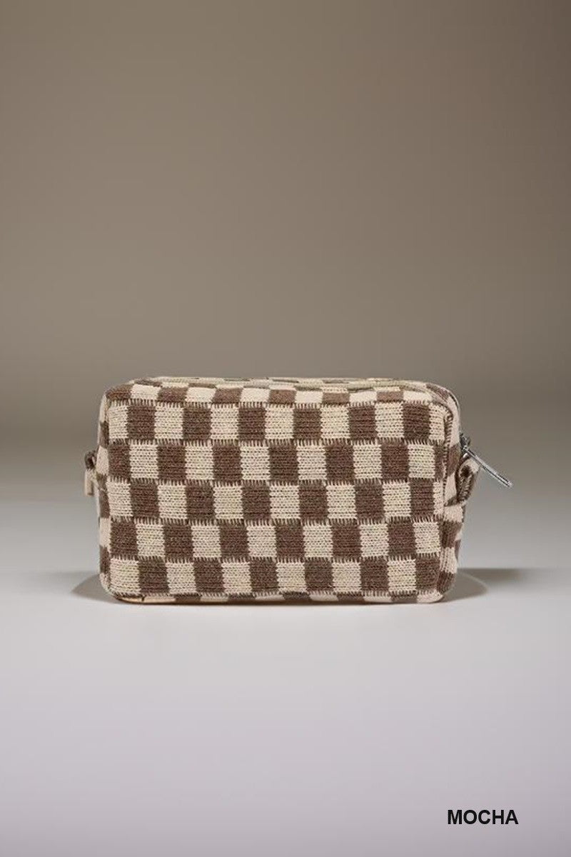 Checkered Makeup Cosmetic Pouch Bag