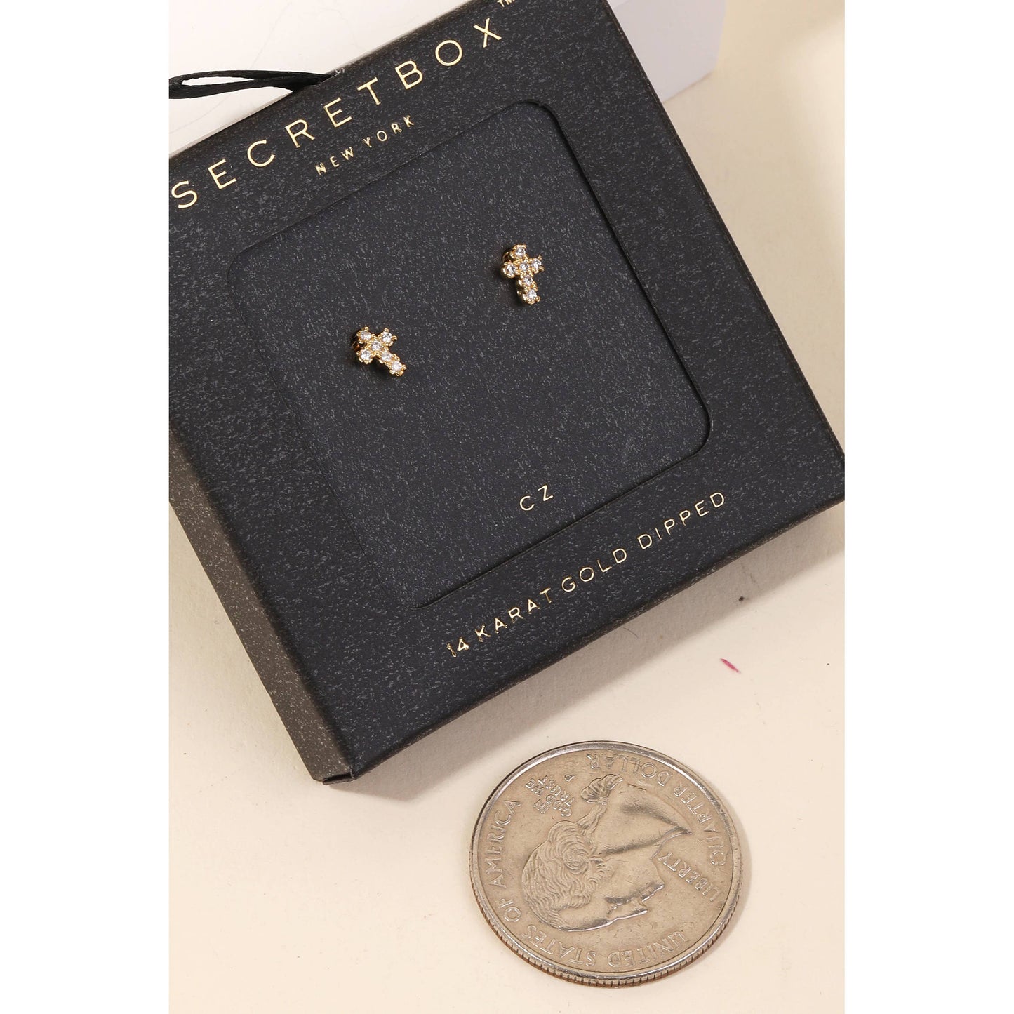 Gold Dipped Mini Cross Stud Earrings: GD