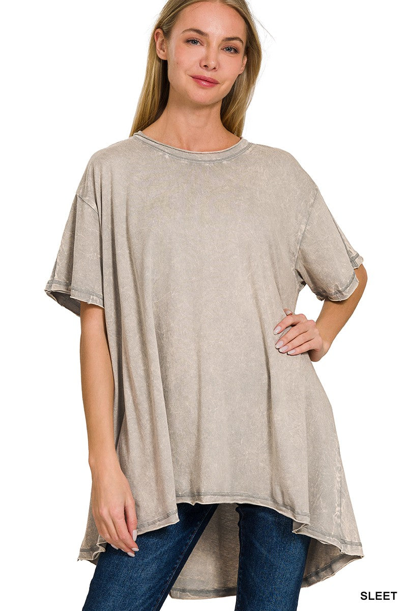 Crinkle Washed Cotton Drop Shoulder Oversized Top