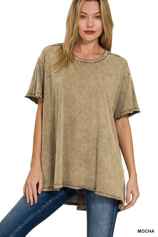 Crinkle Washed Cotton Drop Shoulder Oversized Top