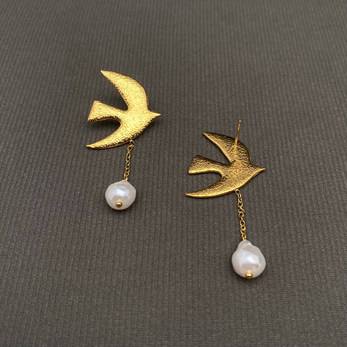 Bird 18K Gold Plated Stainless Steel Earrings - FGS