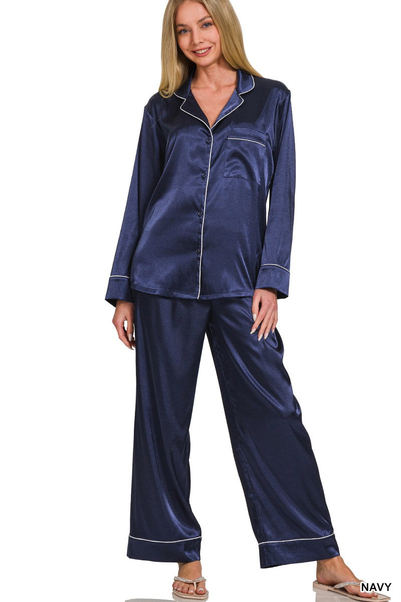 Satin Long Sleeve Pajama Set