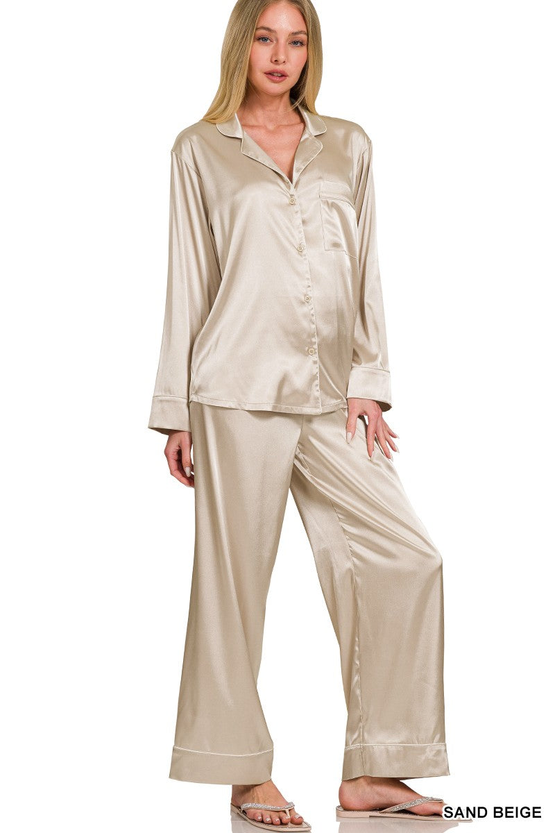 Satin Long Sleeve Pajama Set