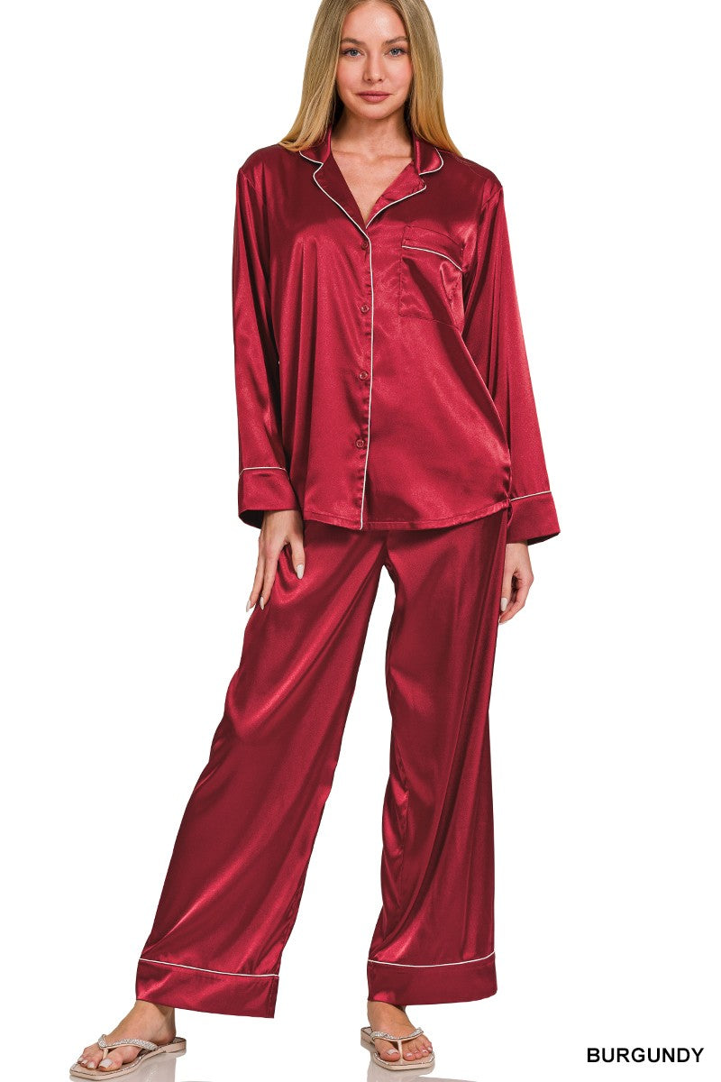 Satin Long Sleeve Pajama Set