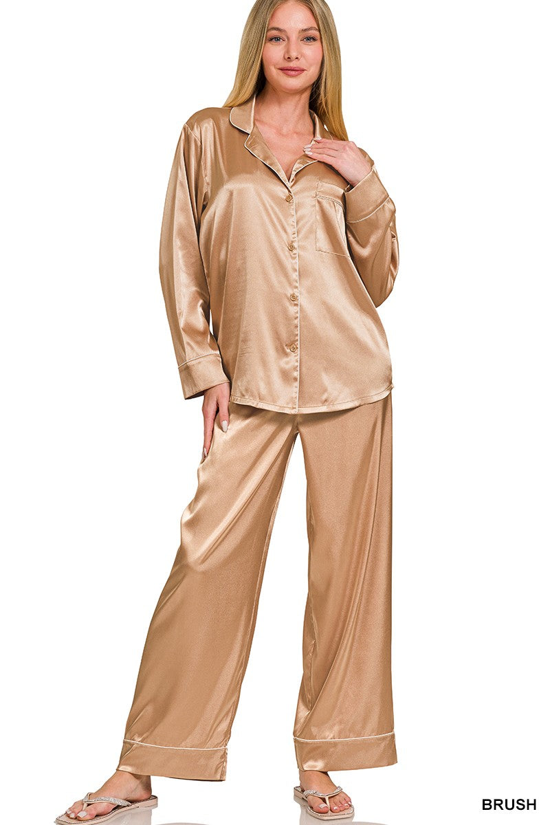 Satin Long Sleeve Pajama Set