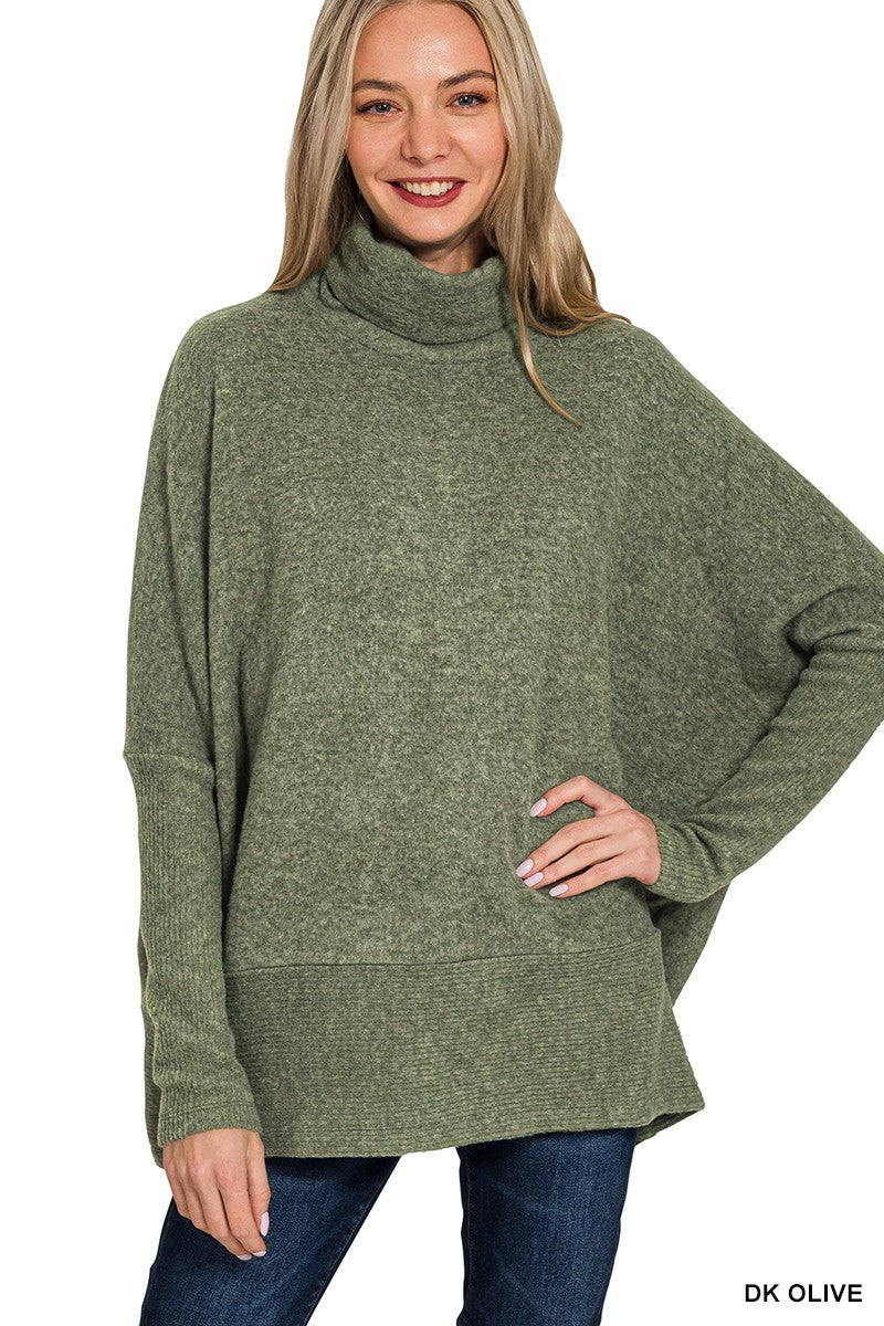 Brushed Melange Hacci Turtleneck Sweater