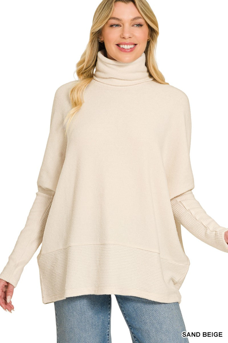 Brushed Melange Hacci Turtleneck Sweater