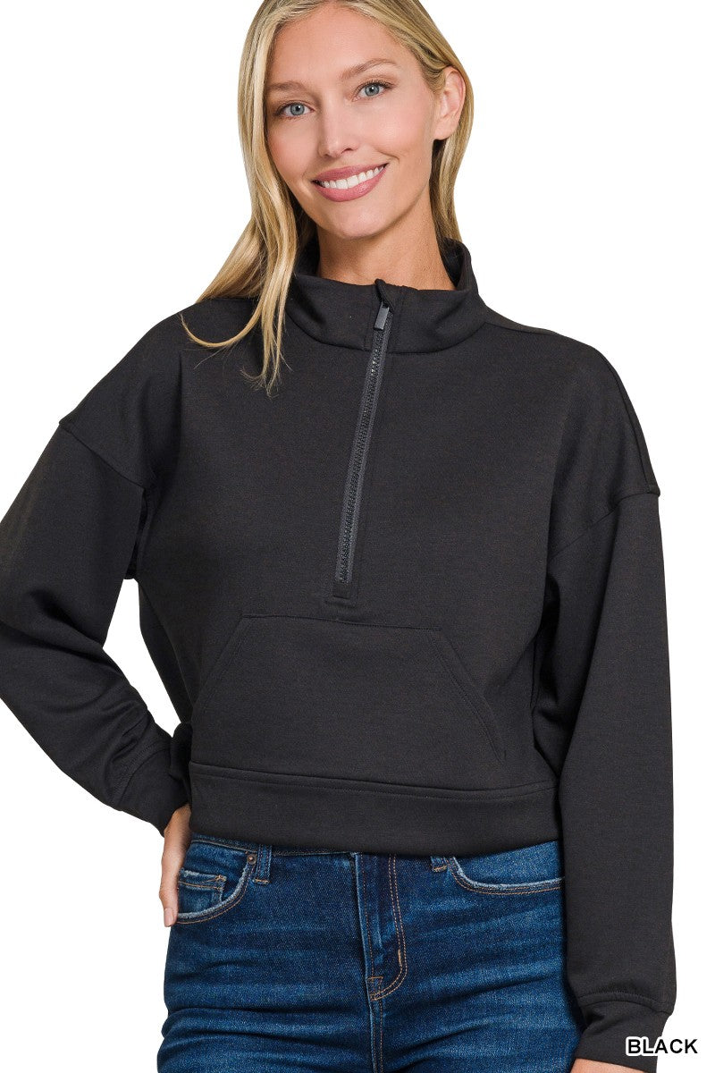 Scuba Half Zip Pullover With Kangaroo Pockets