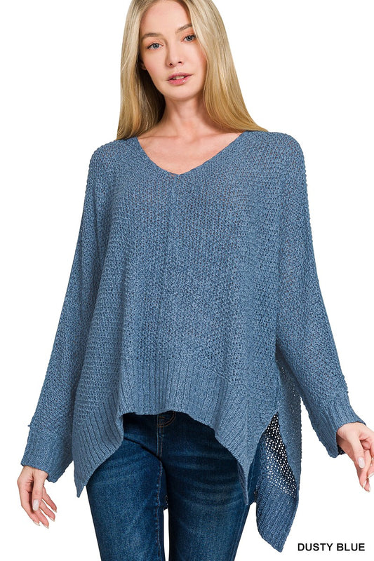 Dolman Sleeve V-neck Sweater