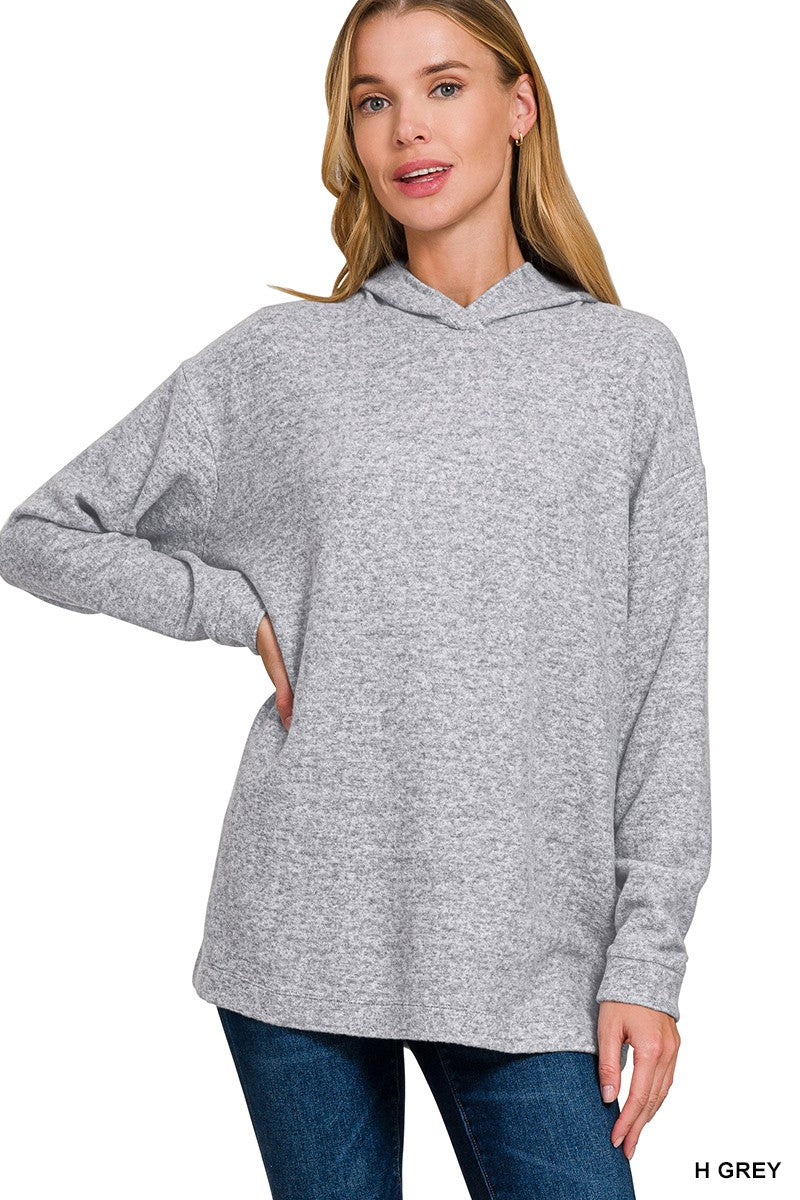 Hooded Brushed Melange Hacci Sweater