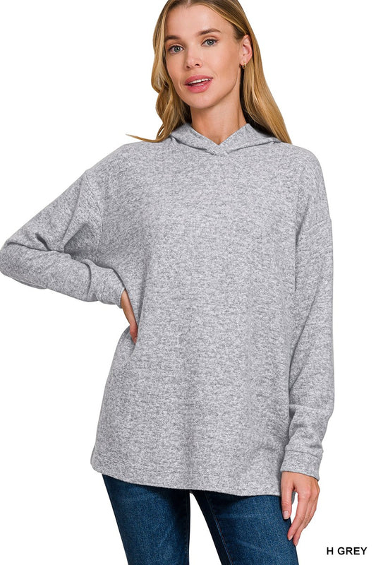Hooded Brushed Melange Hacci Sweater