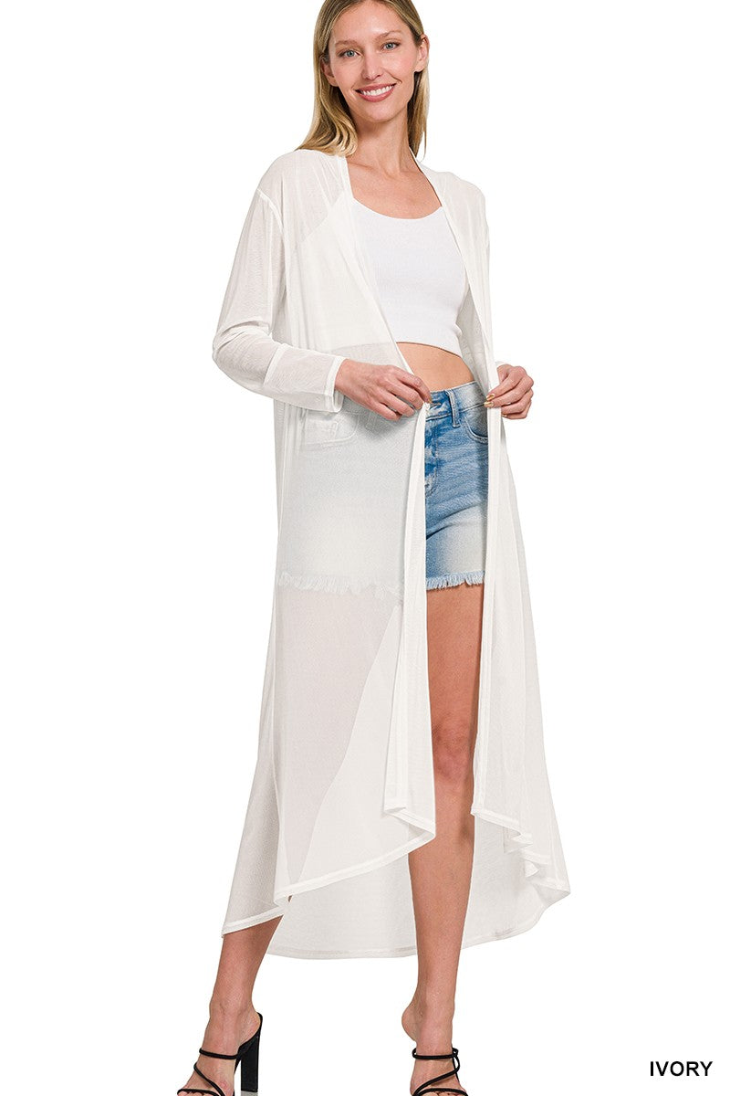 Mesh Open Front Cardigan