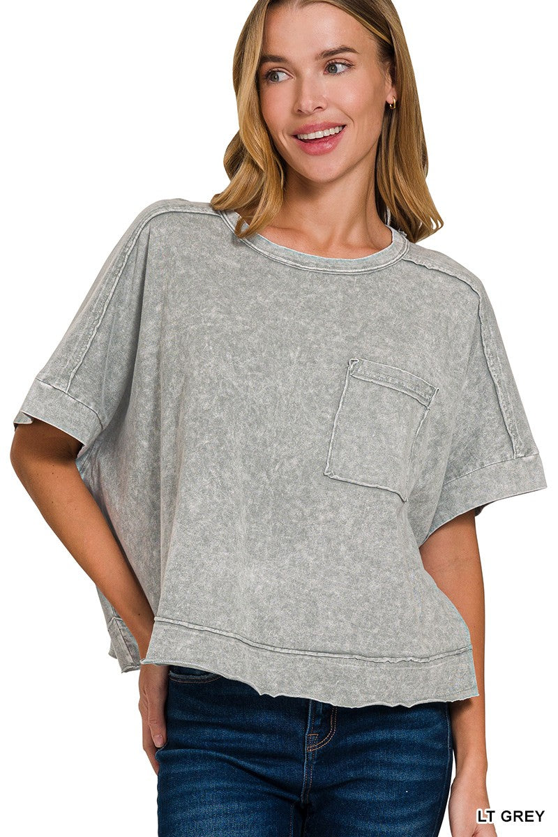 Halo Snow Washed Oversized Crop Box Tee