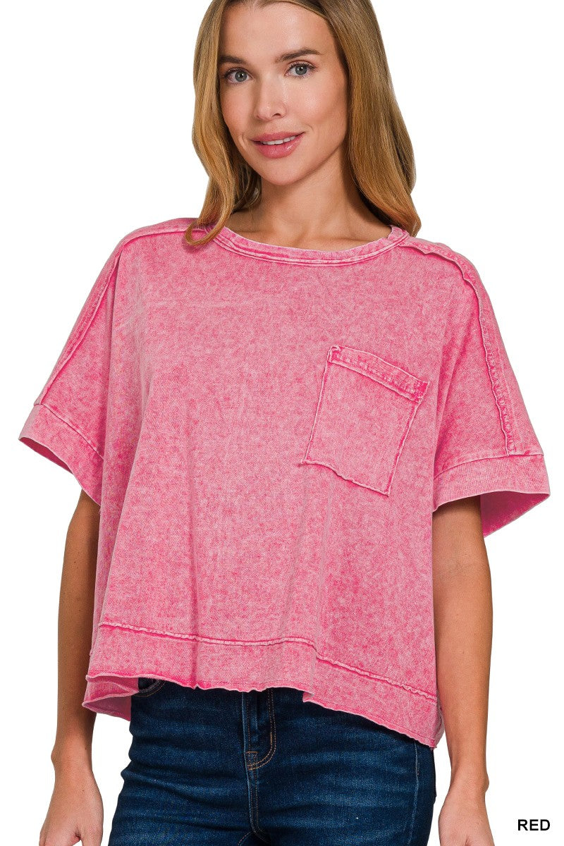 Halo Snow Washed Oversized Crop Box Tee