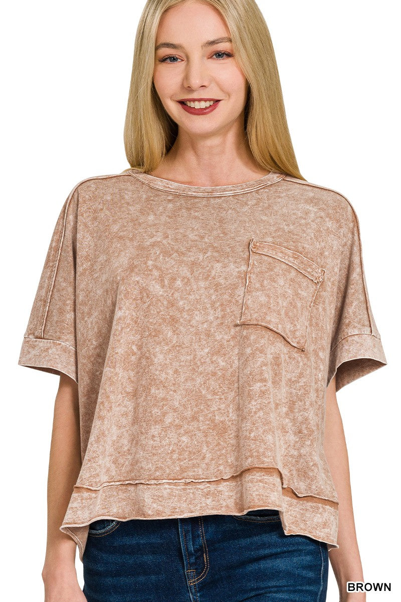 Halo Snow Washed Oversized Crop Box Tee