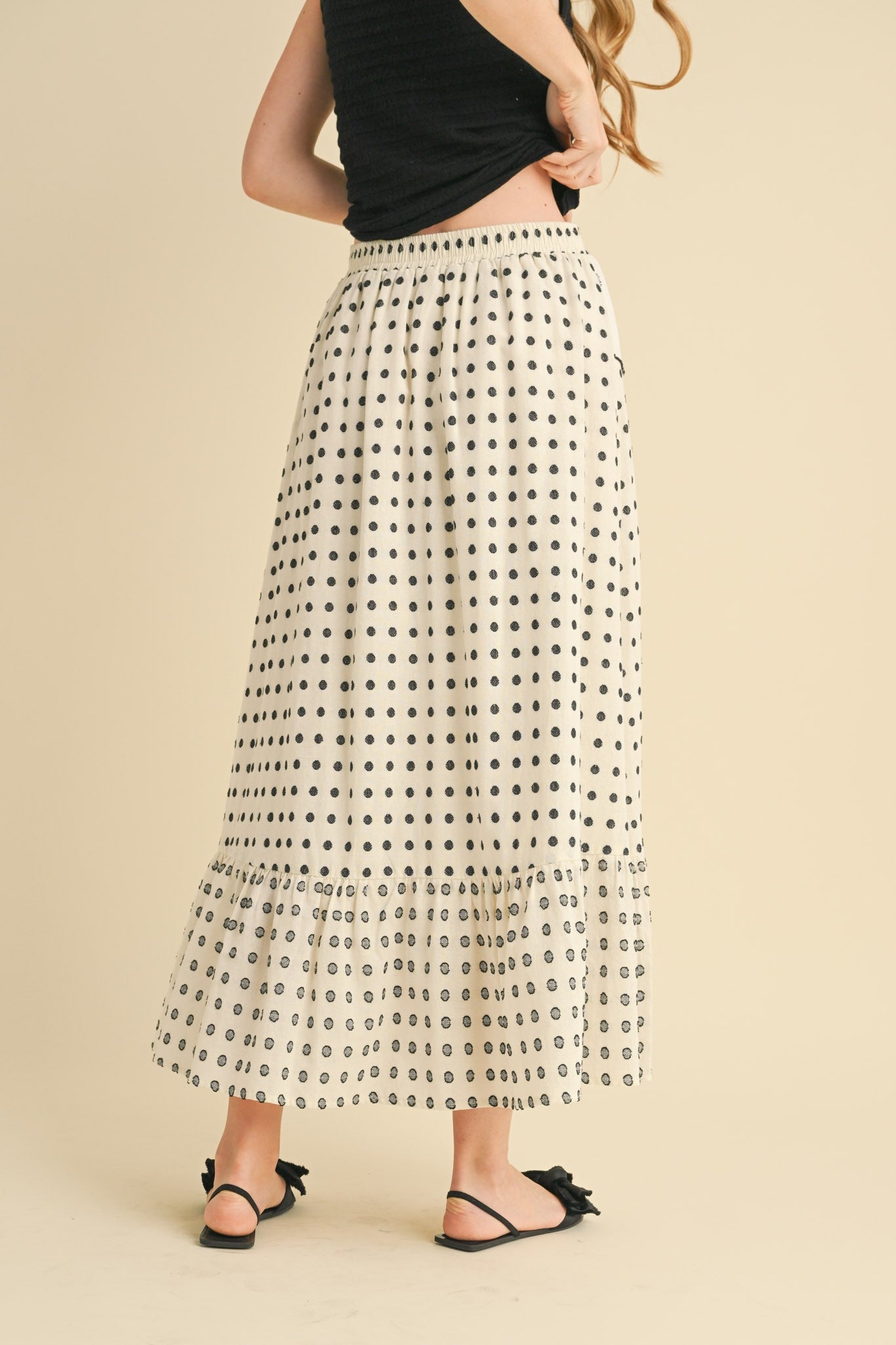 Eyelet polkadot skirt