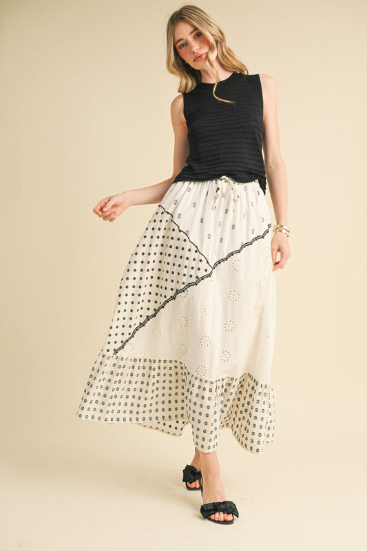Eyelet polkadot skirt