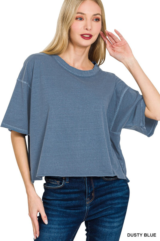 Pigment Dye & Enzyme Washed Oversized Crop Box Tee