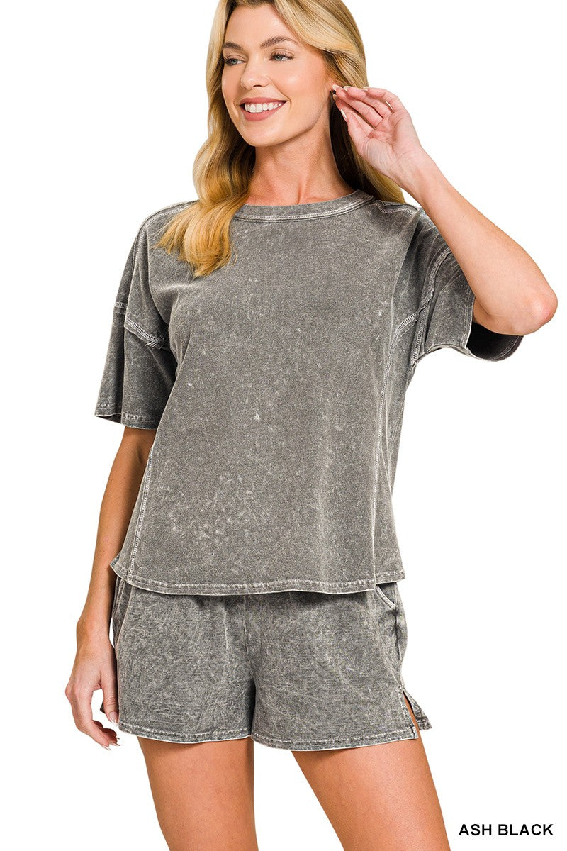 Snow Washed Short Sleeve Tee & Shorts Set