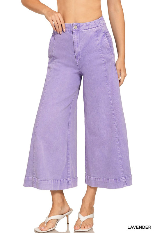 High Rise Cropped Gaucho Denim