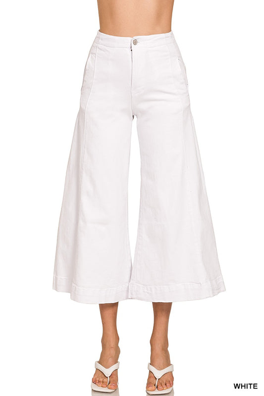 High Rise Cropped Gaucho Denim