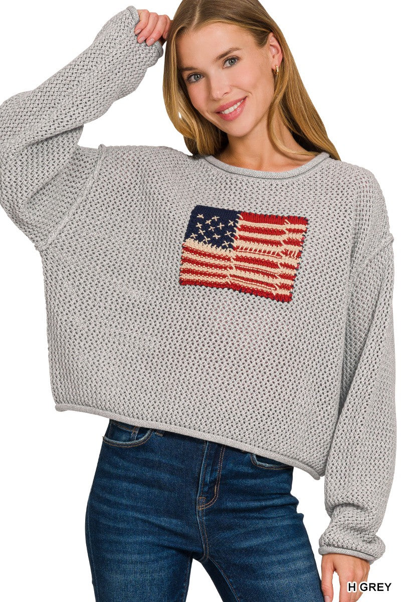 American Flag Crew Neck Sweater