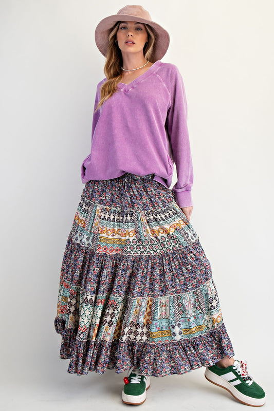 Gypsy tiered maxi skirt