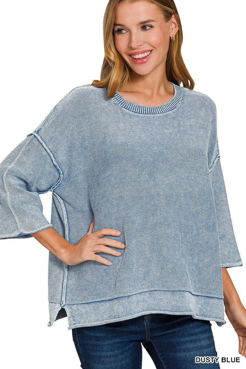 Boxy Side Slit Sweater 2 Colors
