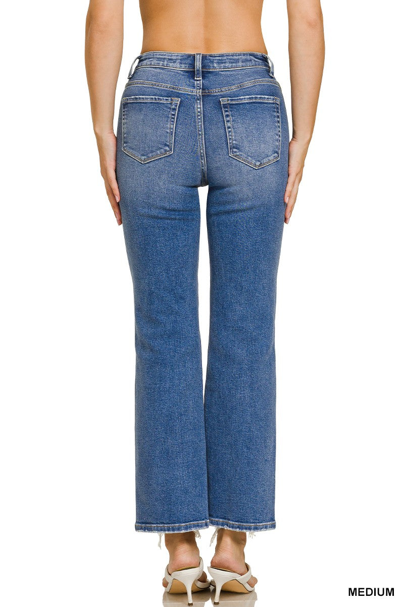 Distressed Hem Denim Pants