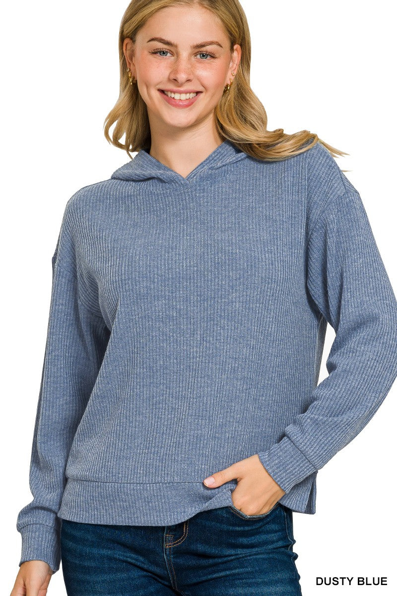 Ribbed Hoodie Pullover