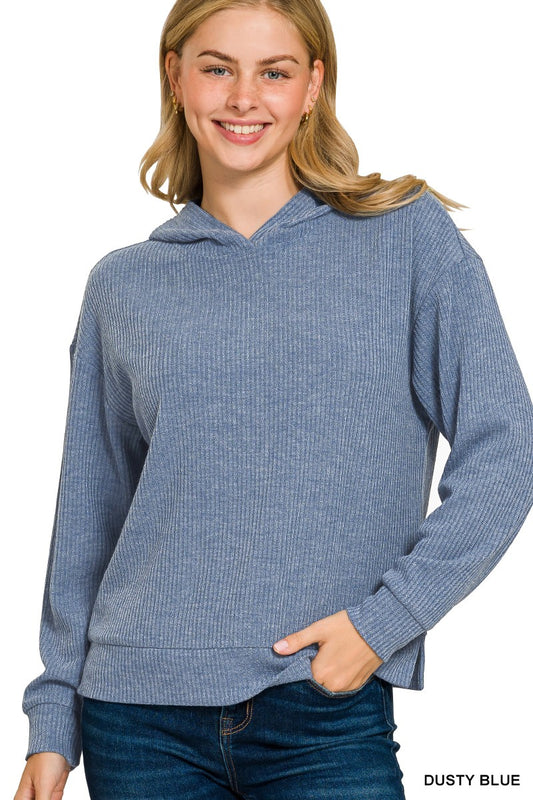 Ribbed Hoodie Pullover