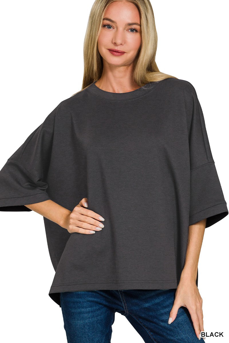Scuba Round Neck Top With Side Slits