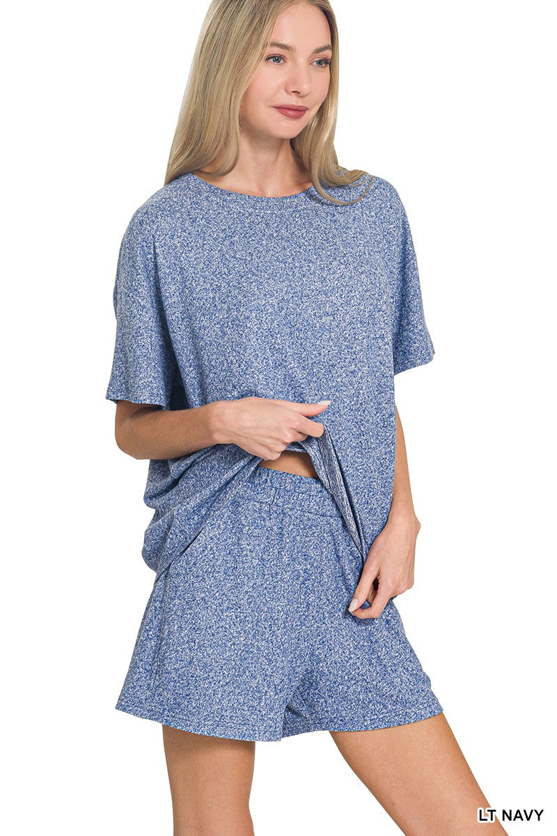 Soft Melange Short Sleeve Tee & Short Pants Set