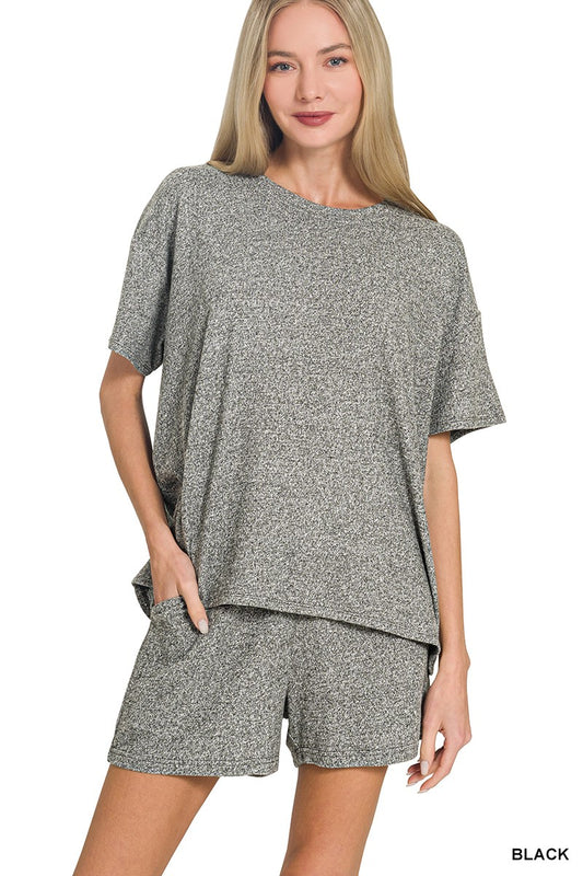 Soft Melange Short Sleeve Tee & Short Pants Set
