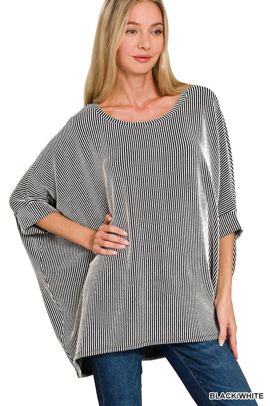 Raised Rib Bat Sleeve Top- 2 colors