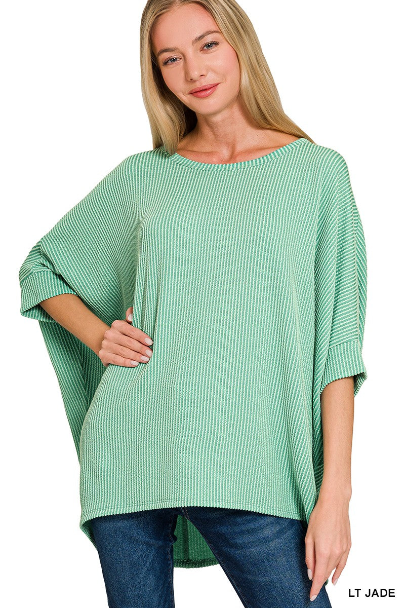 Raised Rib Bat Sleeve Top
