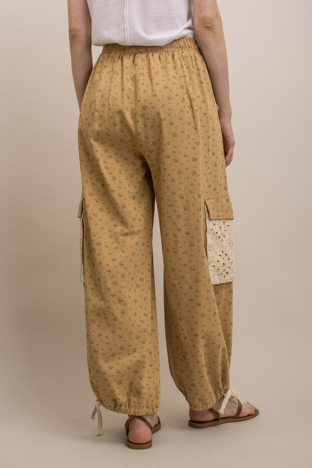 Floral Print Mix Pull On Cargo Pants