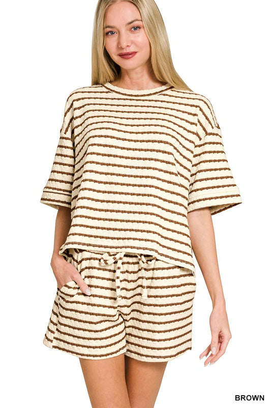 Striped Short Sleeve Tee & Shorts Set
