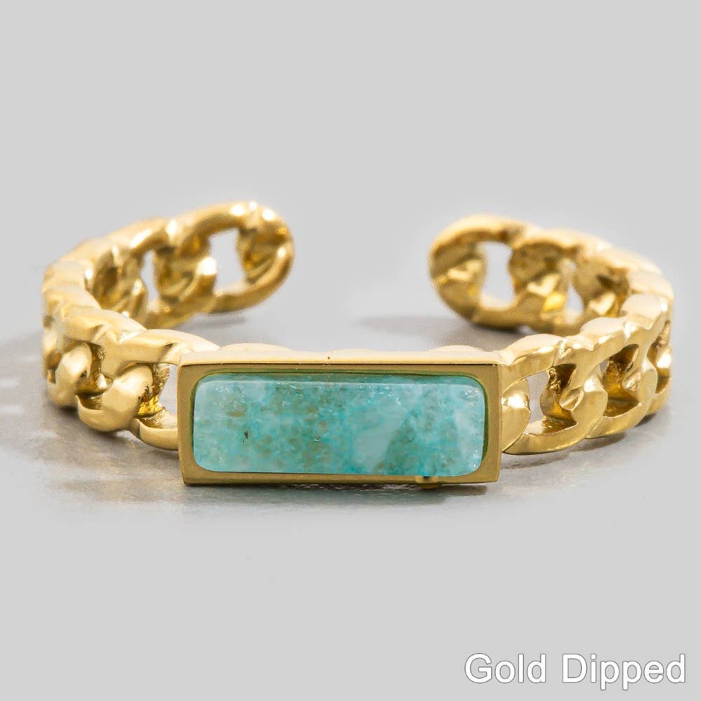 Stainless Steel Stone Chain Ring: LGN